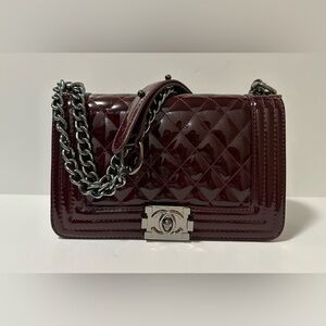 Burgundy Quilted Chain Bag